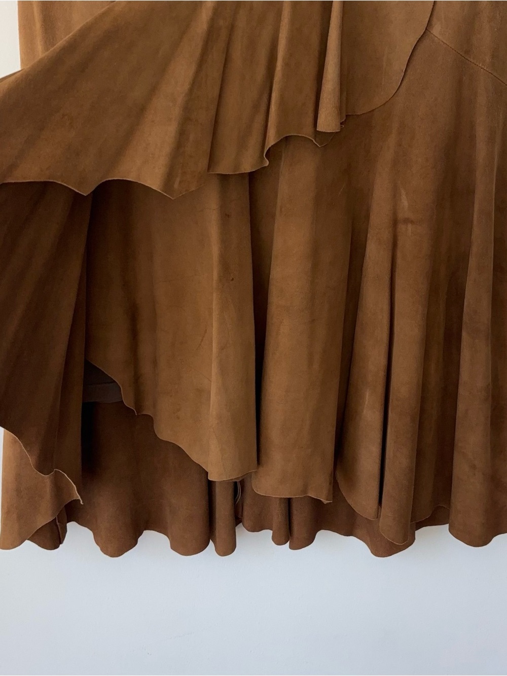Ralph Lauren Black Label 100% Goat Suede Leather Ruffle Skirt Size 4 Italy - Picture 5 of 12